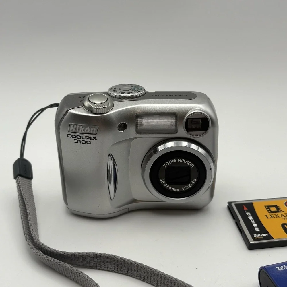 Nikon Coolpix 3100 3.2MP Silver Digital Camera W/ Memory Card & Battery